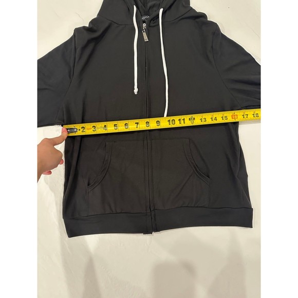 Fashion Nova Black Striped Sleeve Lightweight Cropped Hoodie - Picture 11 of 11